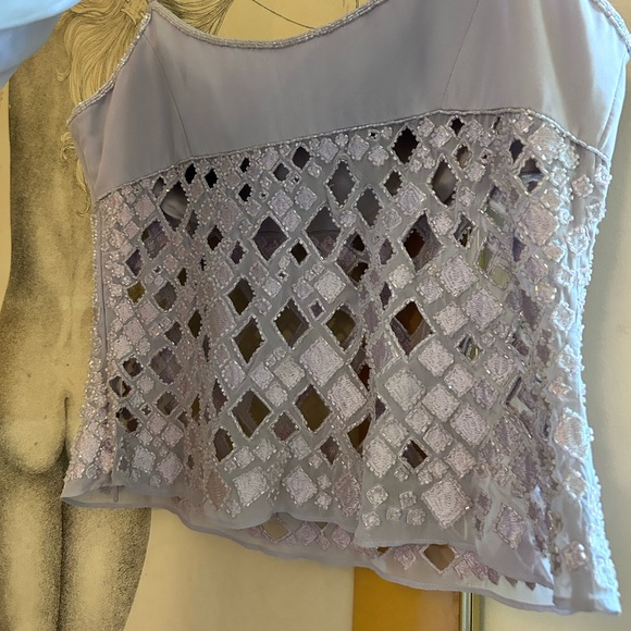 vintage y2k two piece purple beaded maxi prom dress lavender vintage formal - Picture 12 of 13